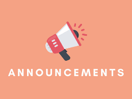 ANNOUNCEMENTS